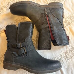 UGG Black Moto Boots with Buckle Detail